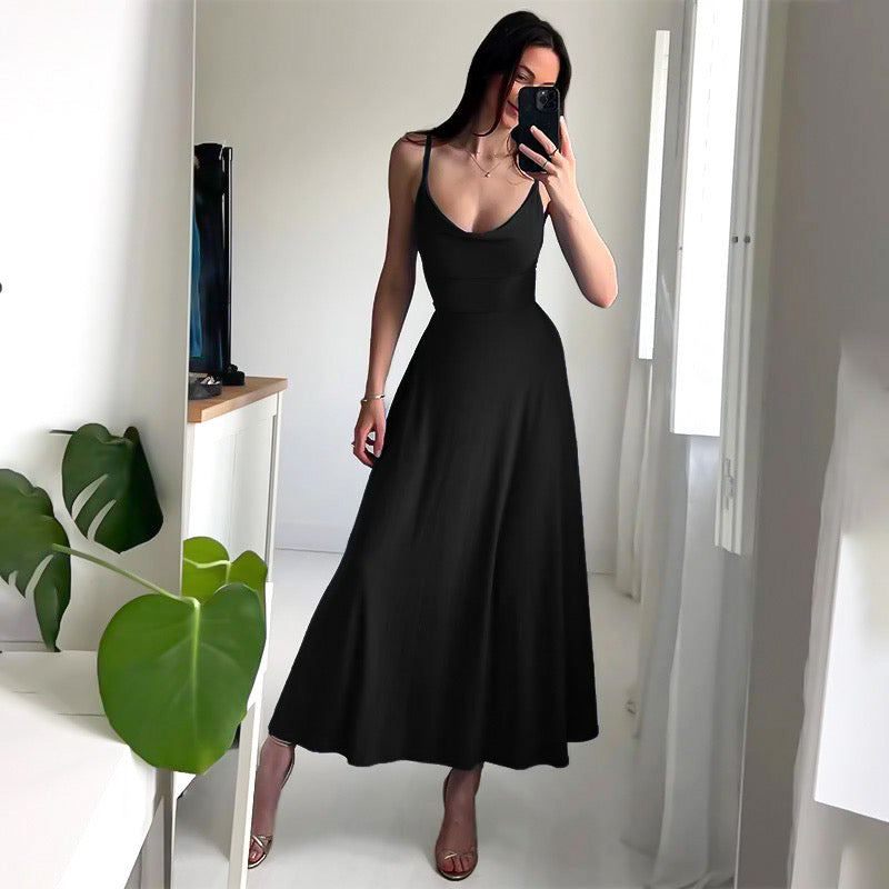 Levoire | Robe Maxi Sculptée Épaules Fines Noir