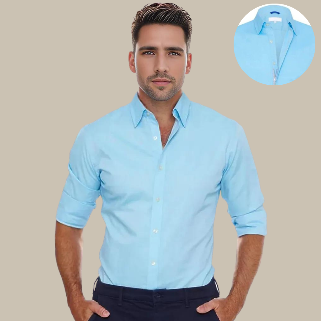 Levoire | Chemise Sans Plis Avec Fermeture Éclair bleu clair
