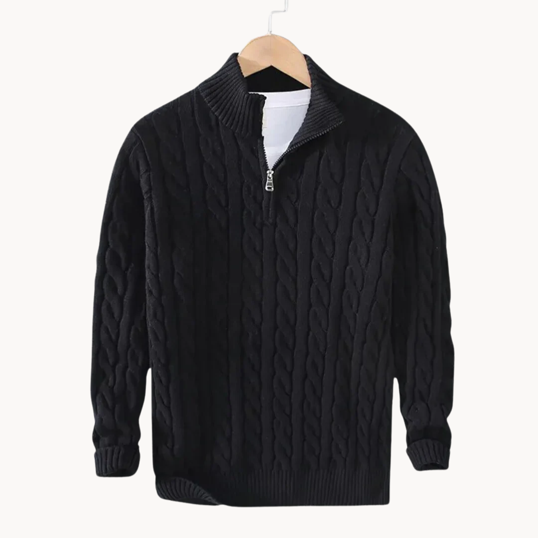 Levoire | Motif de lit pull en laine avec fermeture éclair Noir