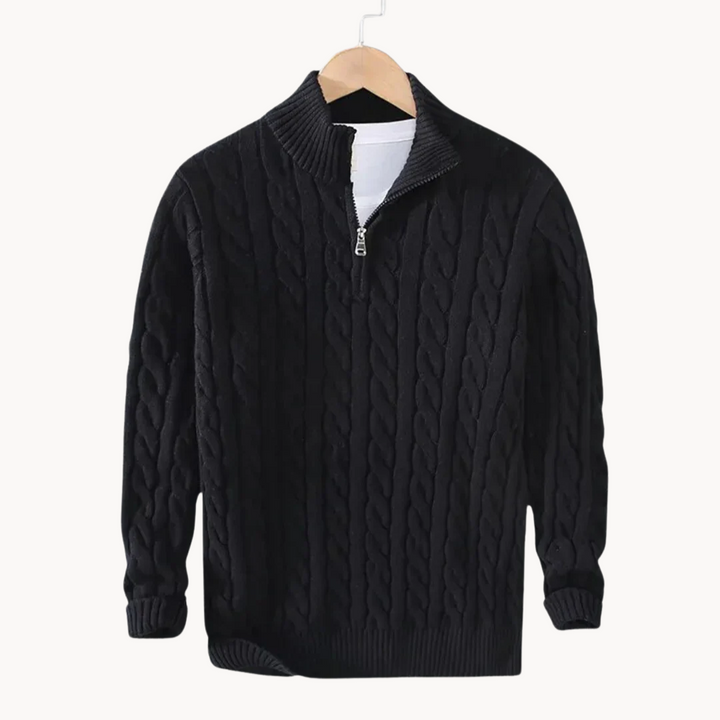 Levoire | Motif de lit pull en laine avec fermeture éclair Noir