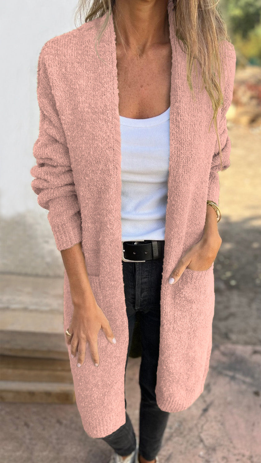 Levoire | Pull Pour Femme Décontracté En Grande Taille Tricoté Avec Poches Rosa
