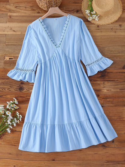 Levoire | Femme Robe élégante avec ourlet à volants Bleu
