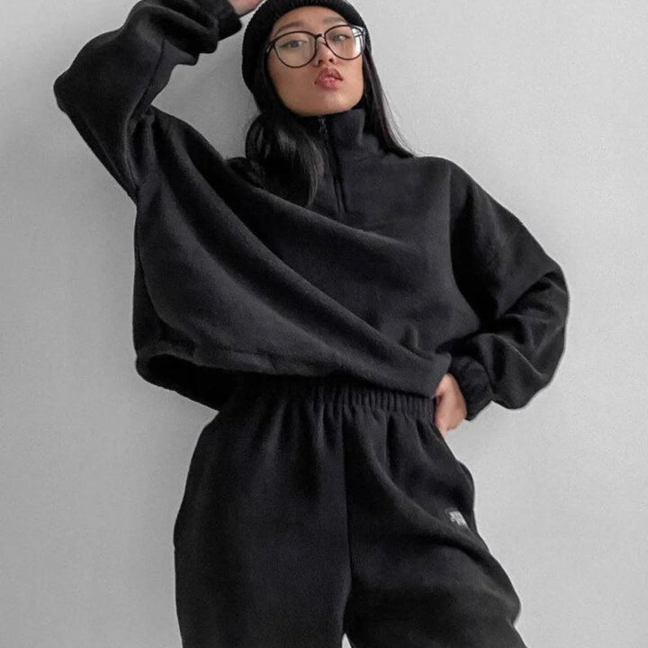 Levoire | Ensemble en tricot à col haut et large fermeture éclair