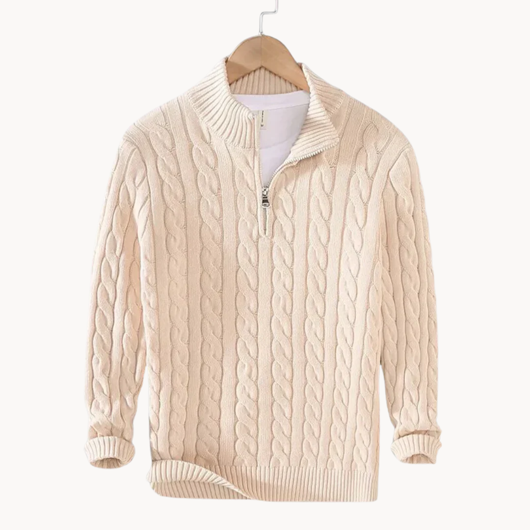 Levoire | Motif de lit pull en laine avec fermeture éclair Beige