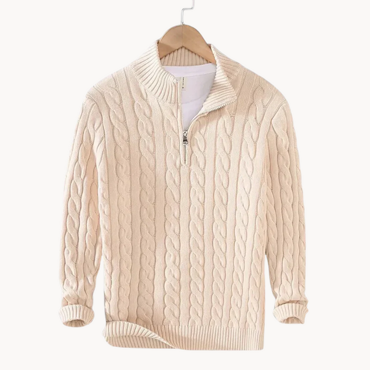 Levoire | Motif de lit pull en laine avec fermeture éclair Beige