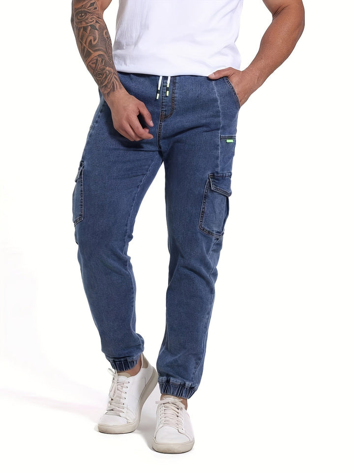 Levoire | Jeans Pour Hommes À Revers Coupe Régulière Avec Cordon
