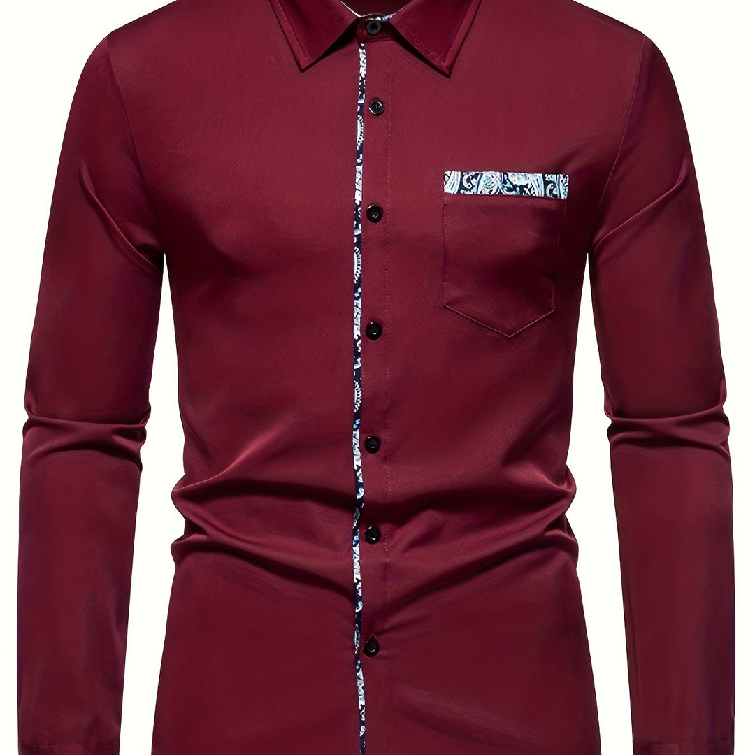 Levoire | Chemise À Col Pour Hommes À Motifs Paisley Bordeaux