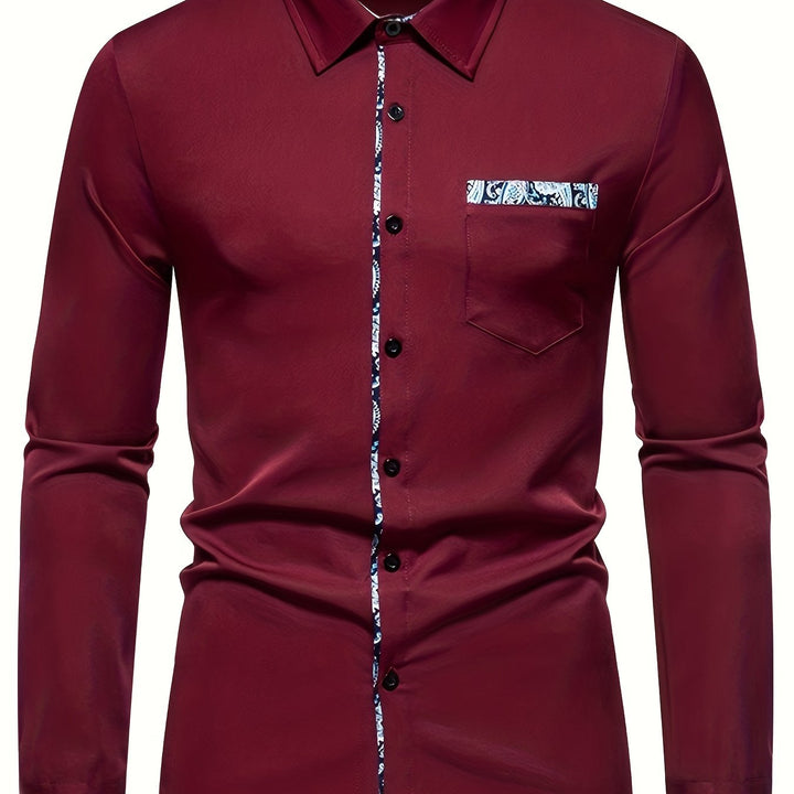 Levoire | Chemise À Col Pour Hommes À Motifs Paisley Bordeaux