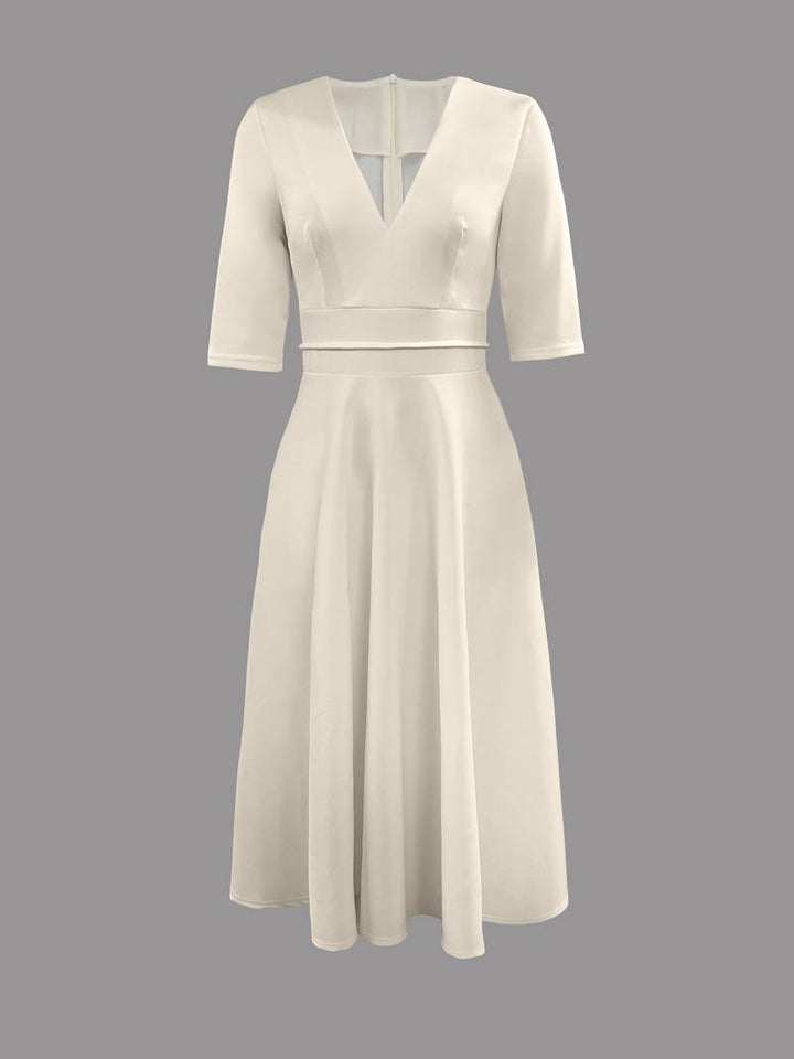 Levoire | Robe à col en V pour femmes - Blanc