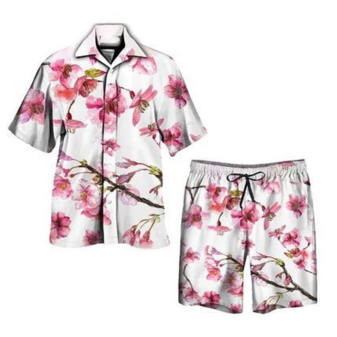 Levoire | Ensemble d'été deux pièces pour hommes Blanc Rose