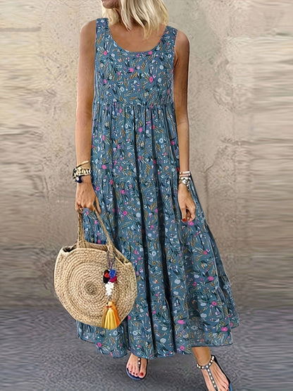 Levoire | Femme Robe Longue Florale - Bleu Bleu