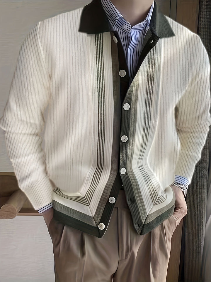 Levoire | Classiquement Rayé Pull Pour Hommes Beige