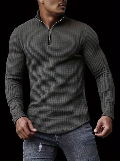 Levoire | Pull En Tricot Uni Willa Avec Col Pour Hommes Gris