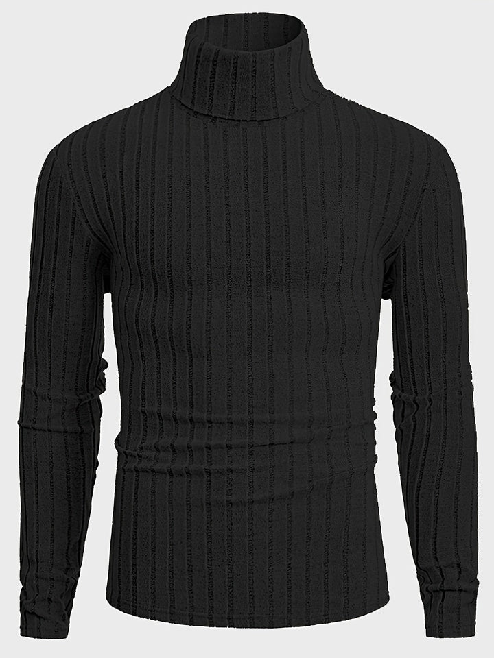 Levoire | Pull En Tricot Rayé Avec Col Pour Hommes Noir