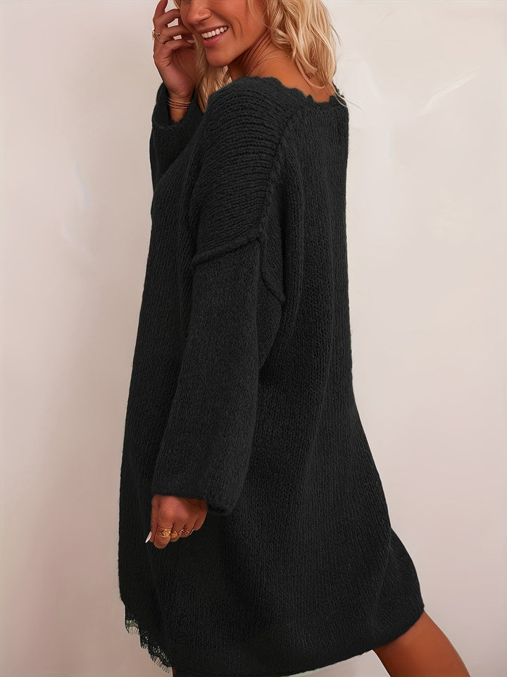 Levoire | Robe Tricotée Non Mélangée Avec Des Détails En Dentelle Et Des Manches Longues
