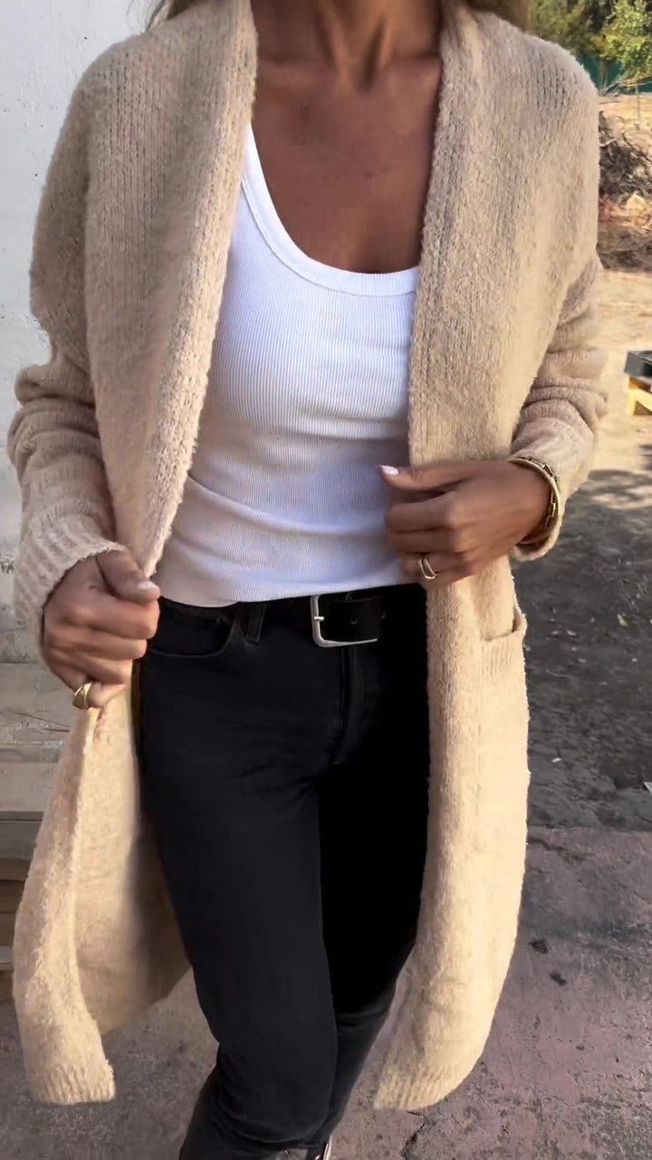 Levoire | Pull Pour Femme Décontracté En Grande Taille Tricoté Avec Poches Beige