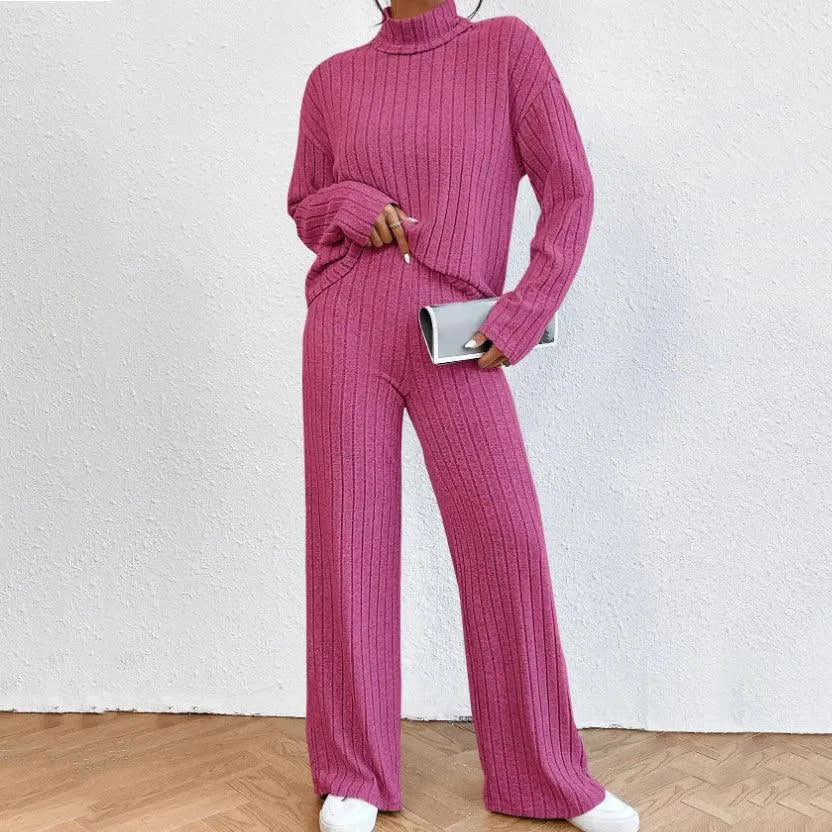 Levoire | Ensemble deux pièces composé d'une robe tricotée à manches longues pour femmes et de pantalons larges Rosenrot
