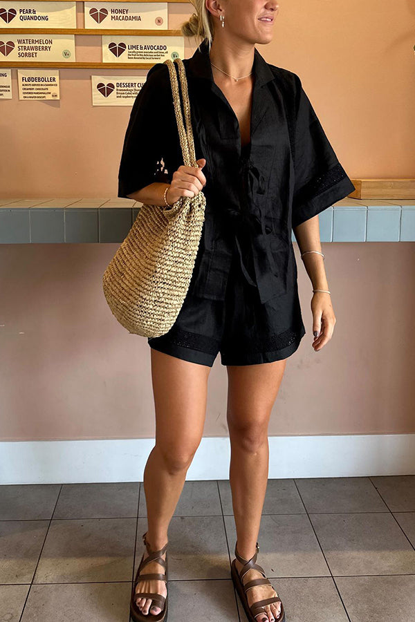 Levoire | T-shirt et short à manches courtes set Noir