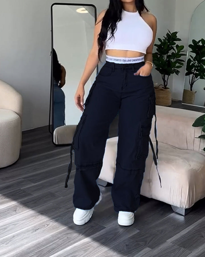 Levoire | Ceinture Taille Double Pantalon Cargo Jeans