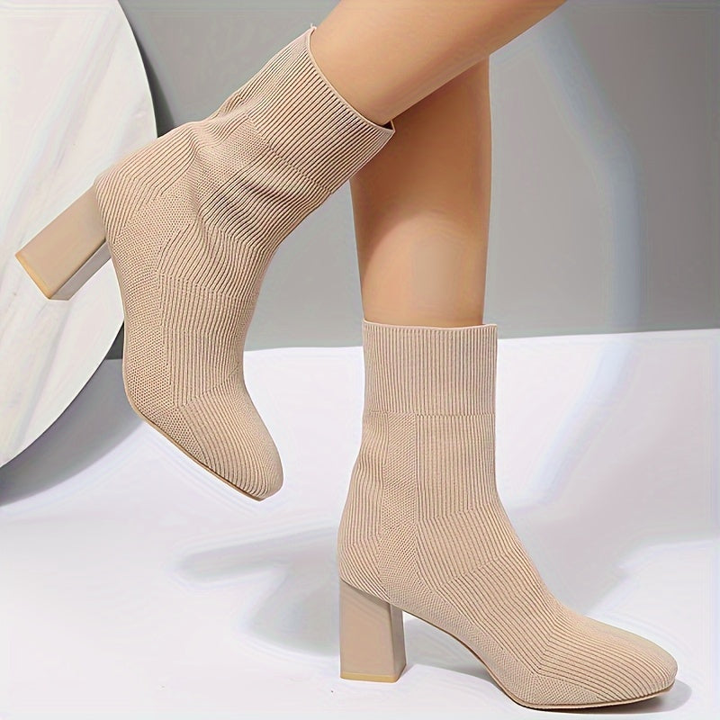 Levoire | Bottines À Semelle En Tricot Avec Tige Mi-Haute Et Talon Block Abricot
