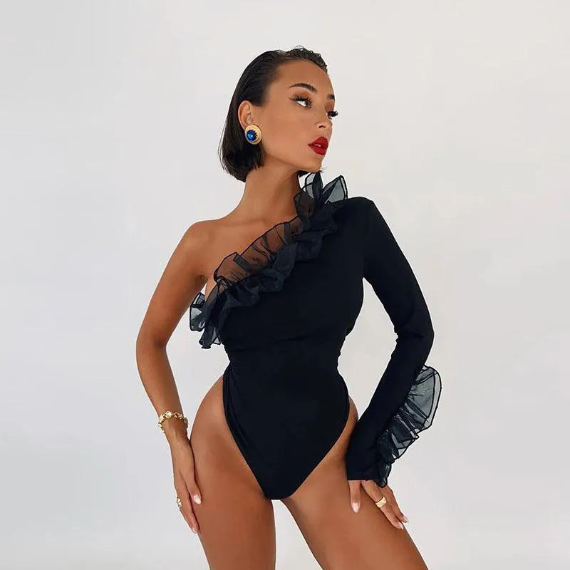 Levoire | Salopette Femme Slim Fit Une Épaule avec Coutures en Mousse