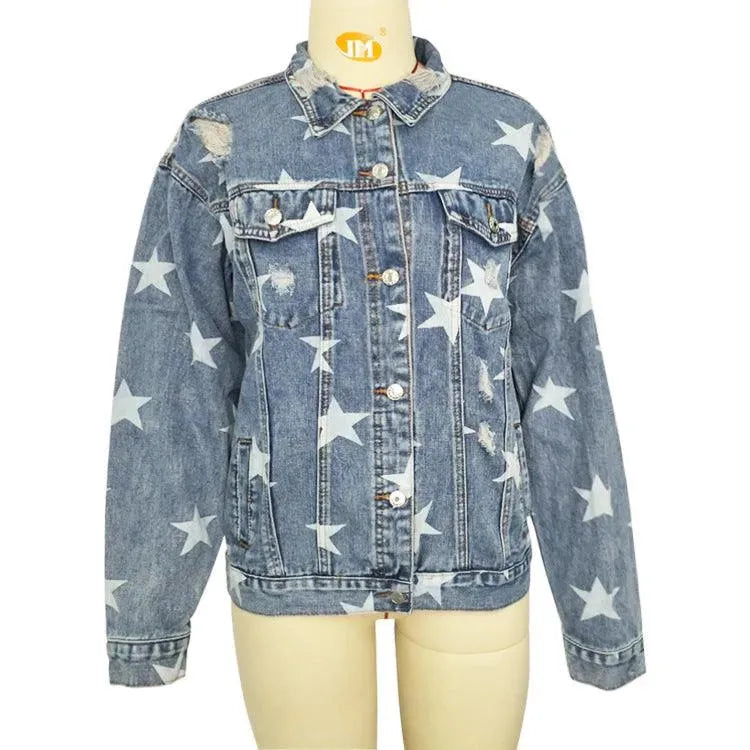 Levoire | Renno Veste en Jean Femme avec Cinq Étoiles Bleu