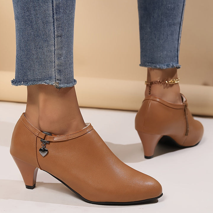 Levoire | Élégantes Chaussures À Talons Noirs Pour Femmes Avec Bout Pointu Et Botte À Cheville Ajustée Avec Fermeture Éclair