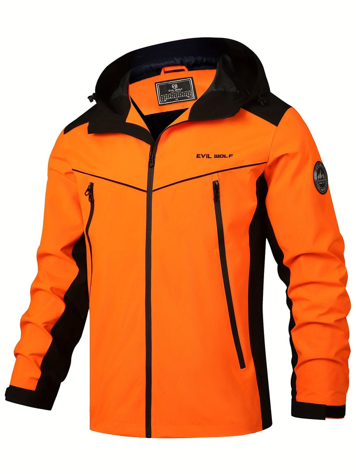 Levoire | Veste De Pluie Rayée Imperméable Pour Hommes Avec Capuche Rouge orange