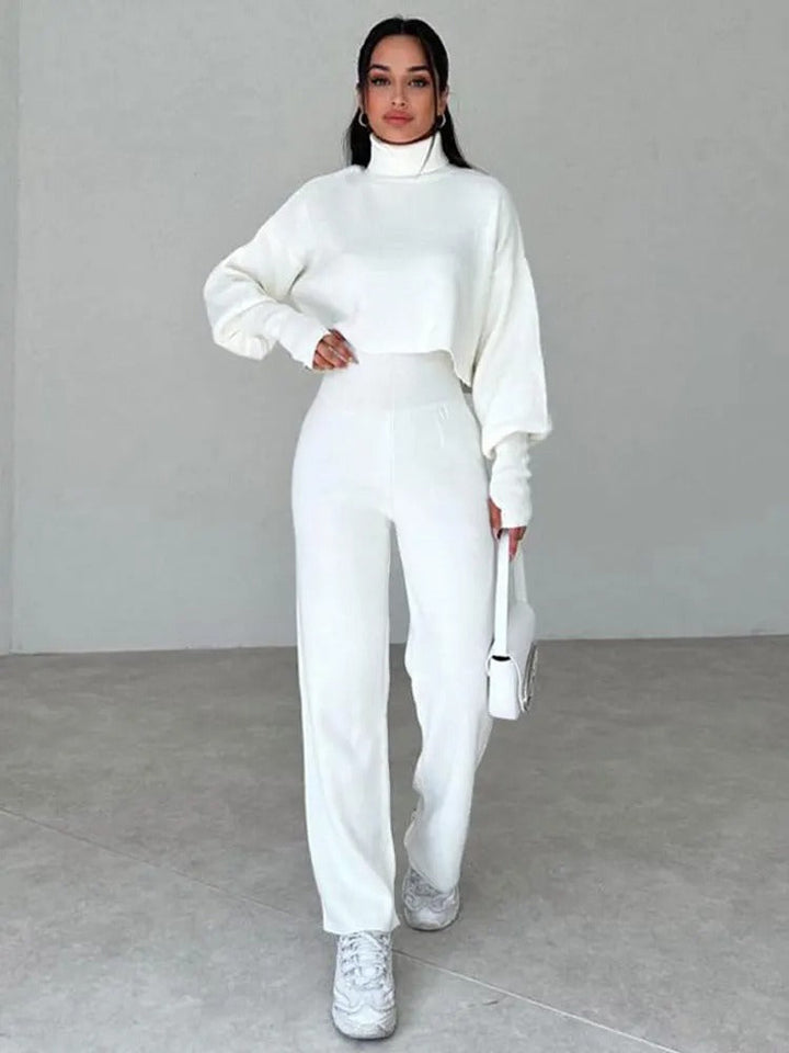 Levoire | Ensemble Deux Pièces Pull Col Roulé Femme Blanc