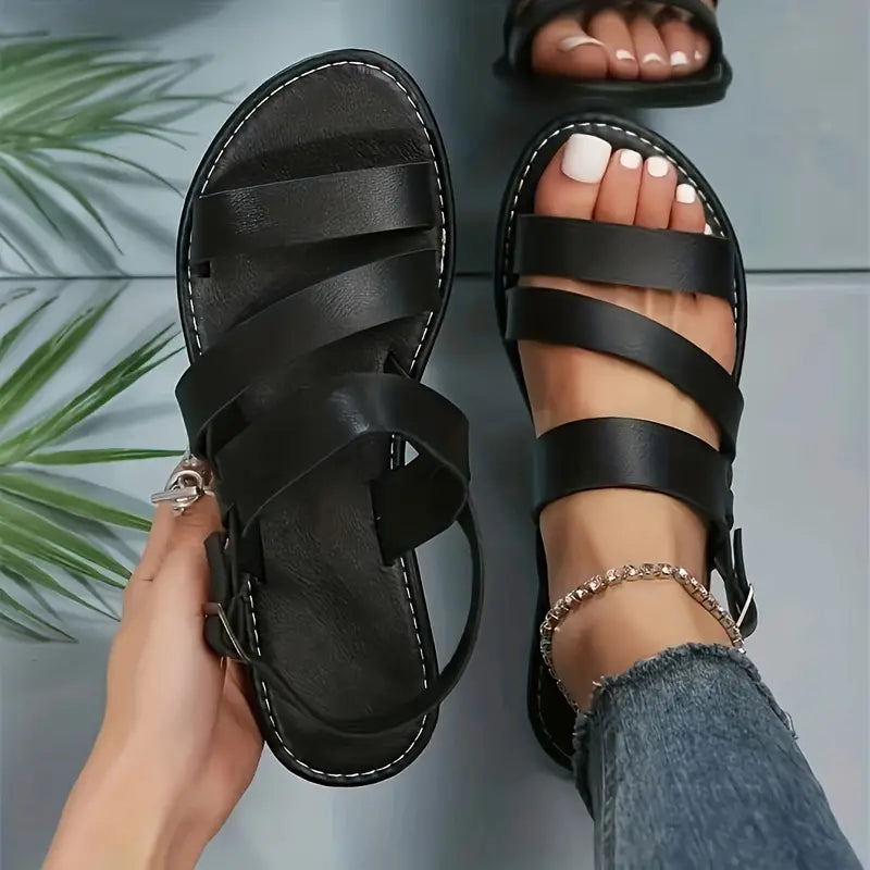 Levoire | Sandales Plates À La Mode Pour Femmes Noir