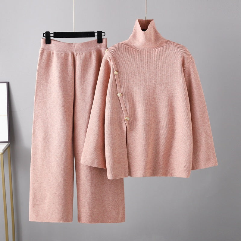 Levoire | Pull À Col Ronde Et Pantalons En Tricot Amples Rosa une taille