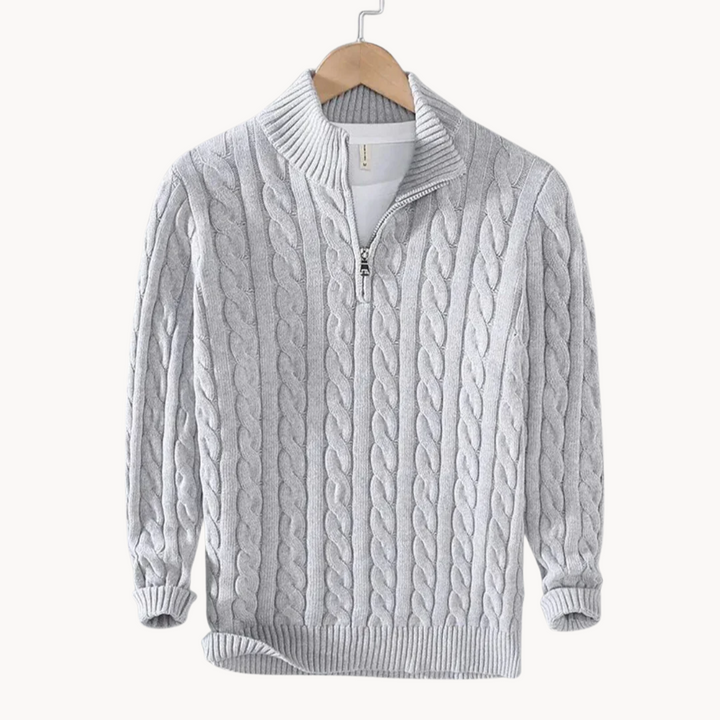 Levoire | Motif de lit pull en laine avec fermeture éclair Gris