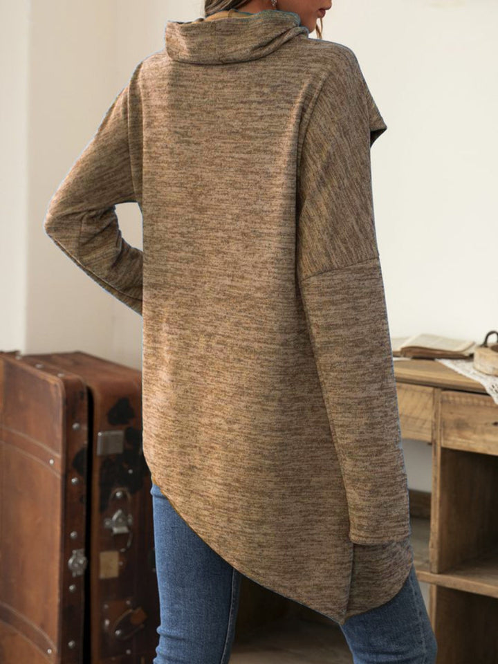 Levoire | Couture asymétrique à capuche col T-shirt à manches longues