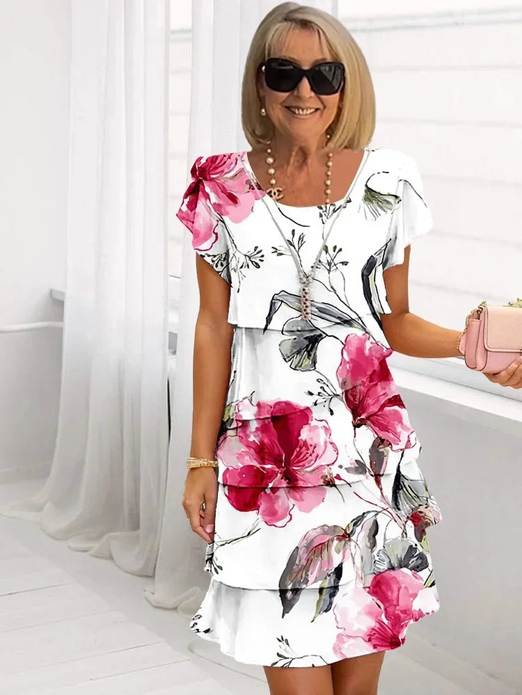 Levoire | Robe Maxi Élégante Avec Motif Floral Rot