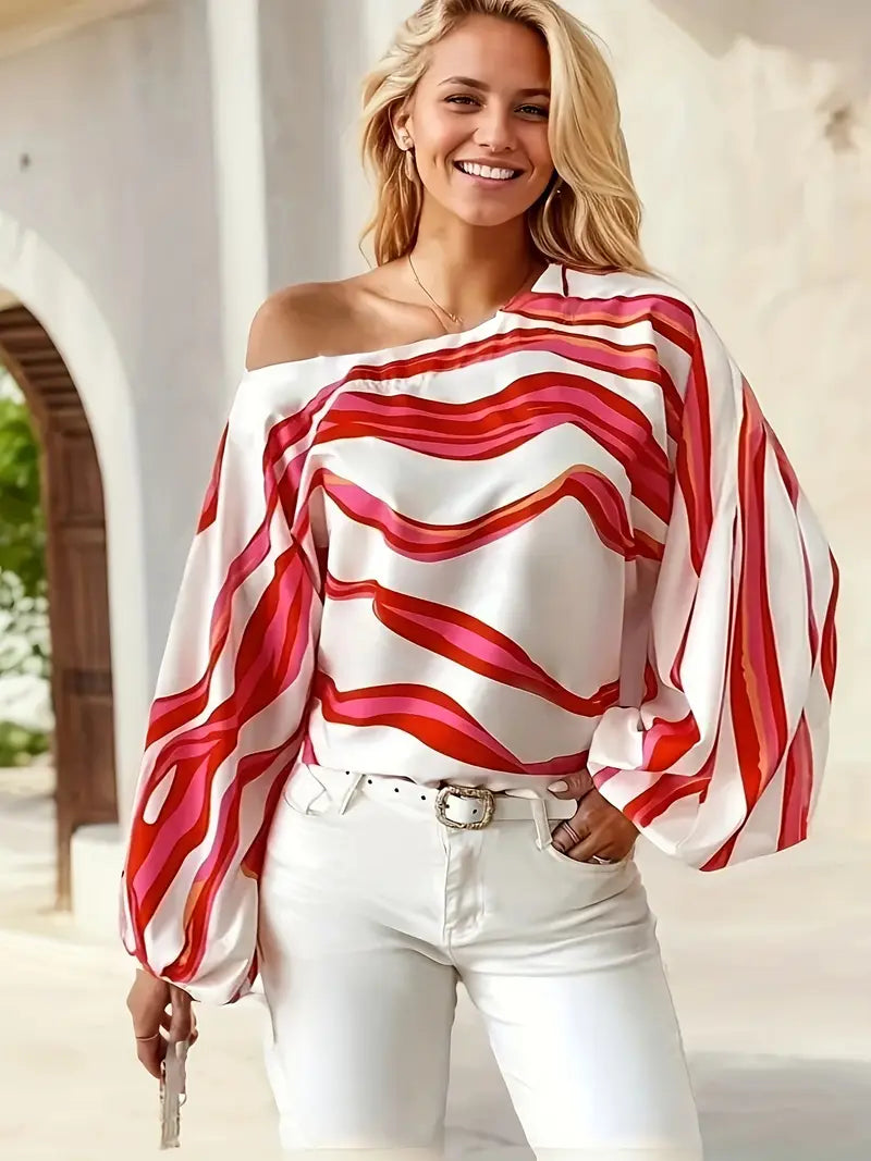 Levoire | Blouse Off-Shoulder Avec Motif Géométrique Pour Femmes