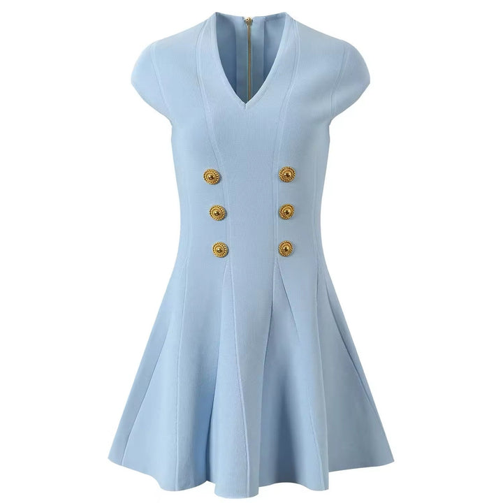 Levoire | Robe Midi Élégante Avec Des Boutons Dorés