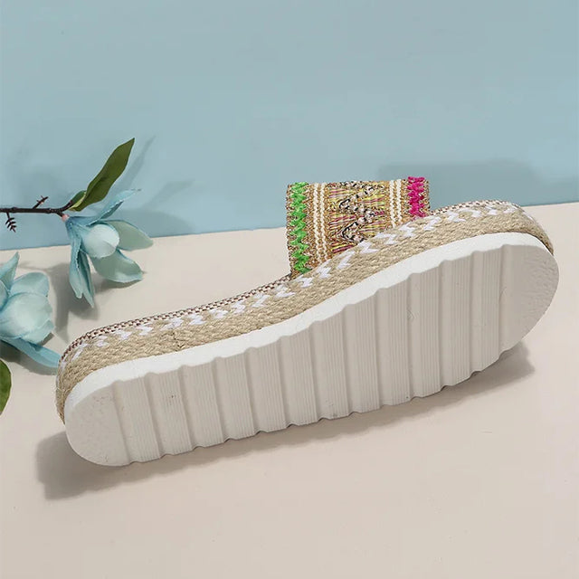 Levoire | Pantoufles De Luxe À Plateforme Boho Avec Détails Pour Femmes