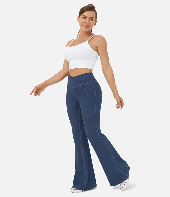 Levoire | Pantalons en jean taille haute de forme courbée Bleu foncé