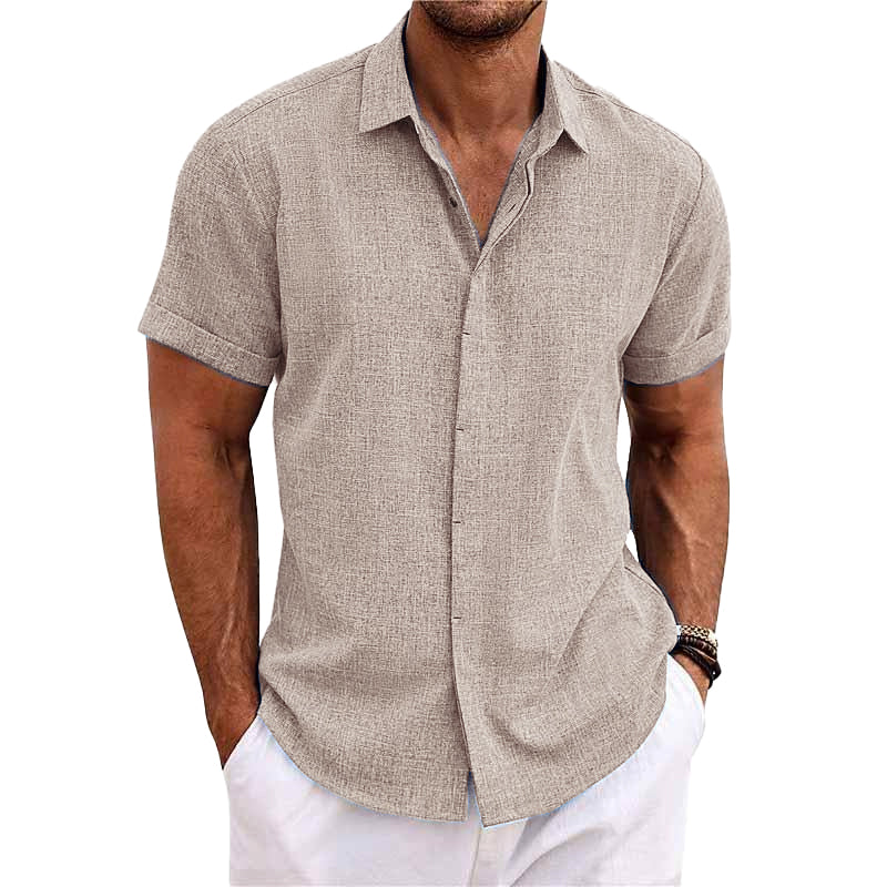Levoire | Coton Lin Chemise À Manches Courtes Khaki