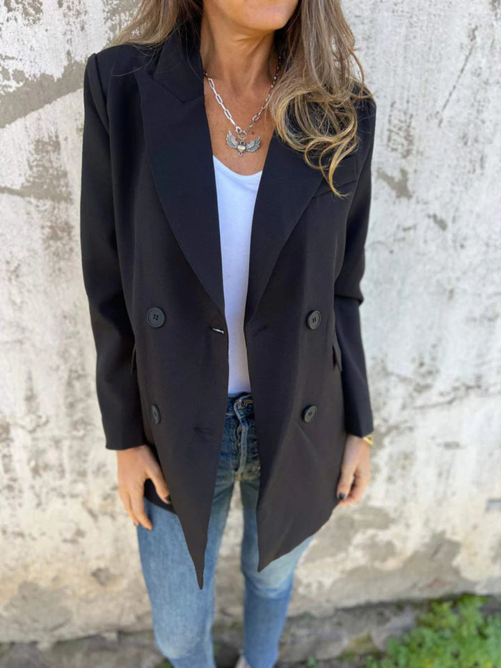 Levoire | Blazer À Col Classique À Manches Longues En Taille Entière Noir
