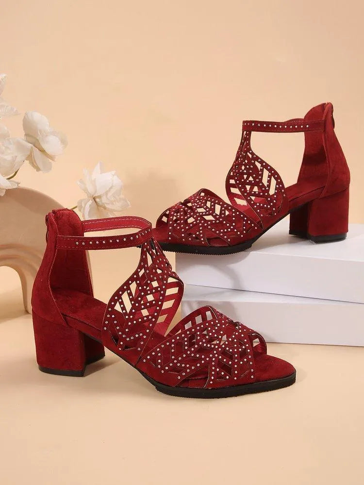Levoire | Sandales en strass à talon épais et à boucle Rot