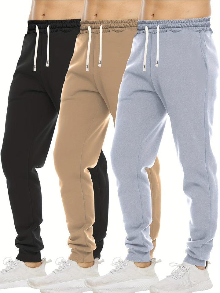 Levoire | Pantalons Regular Fit Sans Mélange Avec Élastique Et Poches Gris+kaki+noir
