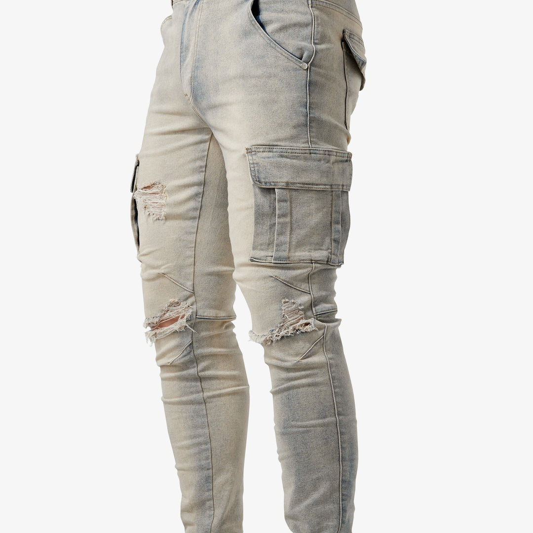 Levoire | Pantalons Cargo Slimfit En Denim Stretch