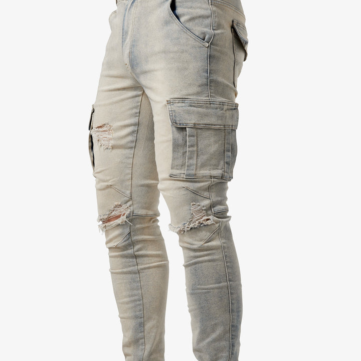 Levoire | Pantalons Cargo Slimfit En Denim Stretch