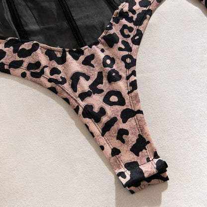 Levoire | Imprimé léopard tissu en filet combinaison sexy