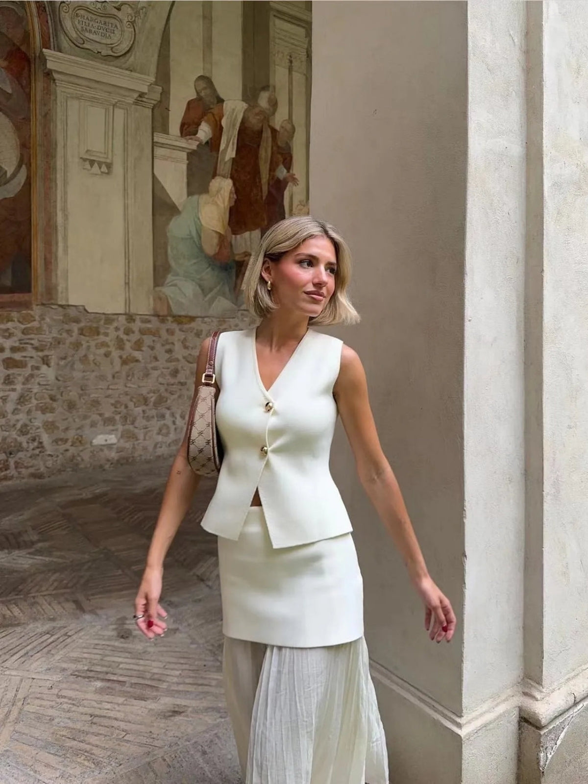 Levoire | Gilet En Tricot & Jupe Longue Ensemble Compatible