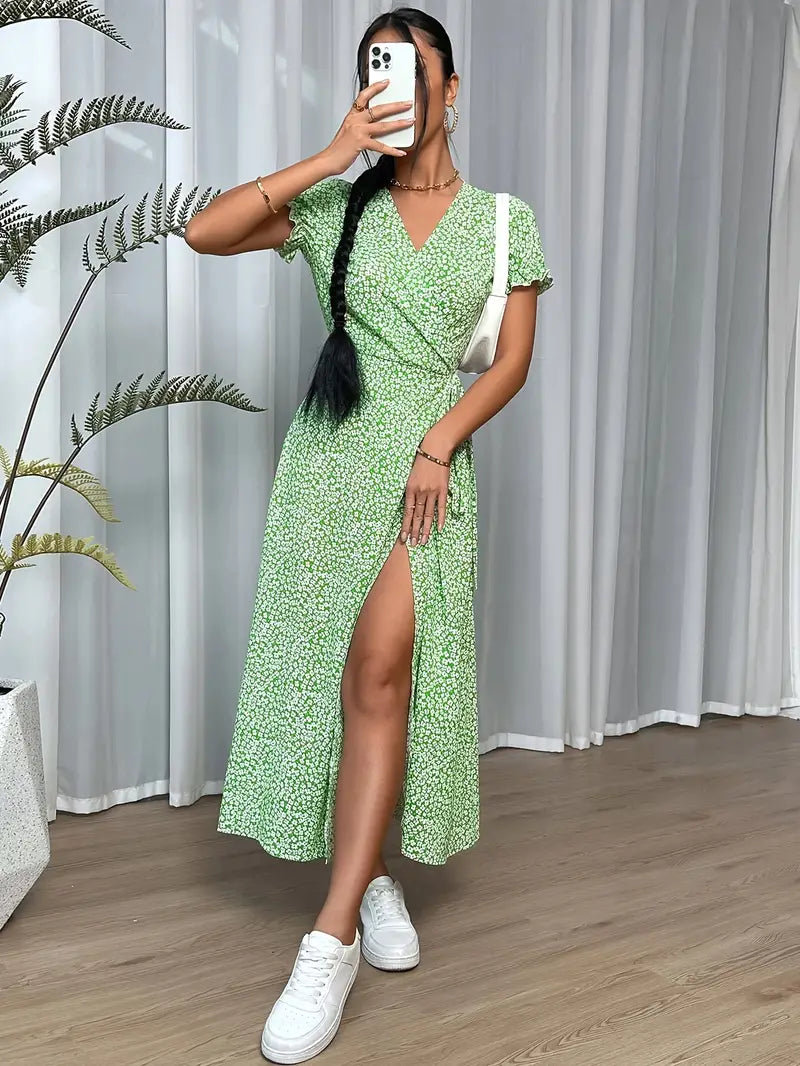 Levoire | Robe À Manches Courtes Polyvalente Pour Le Printemps Et L'Été Vert clair