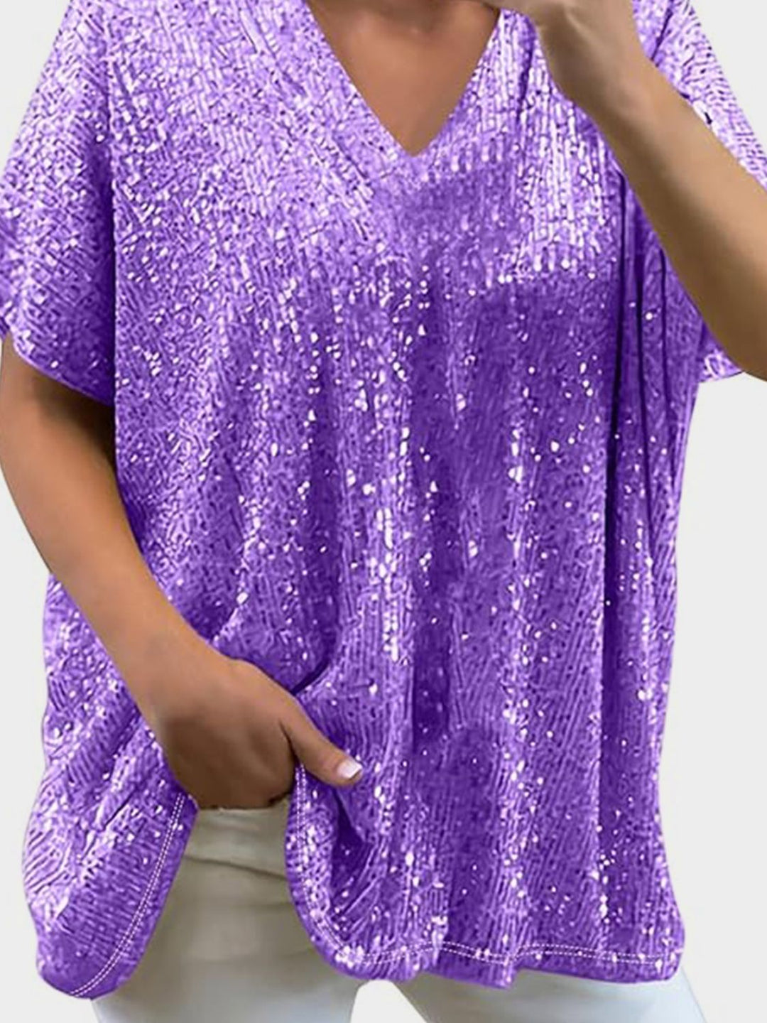 Levoire | Haut À Manches Courtes Et Col Pailleté Lilas