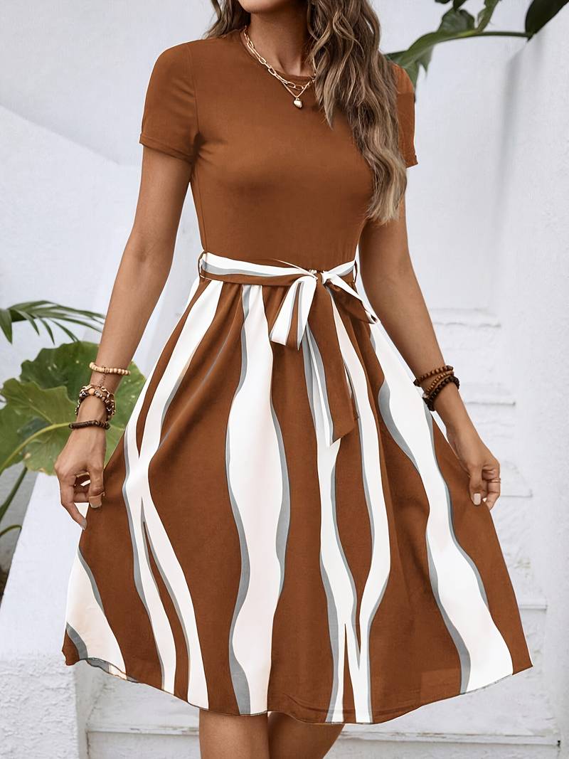 Levoire | Robe Manches Courtes Imprimé Rayé Été