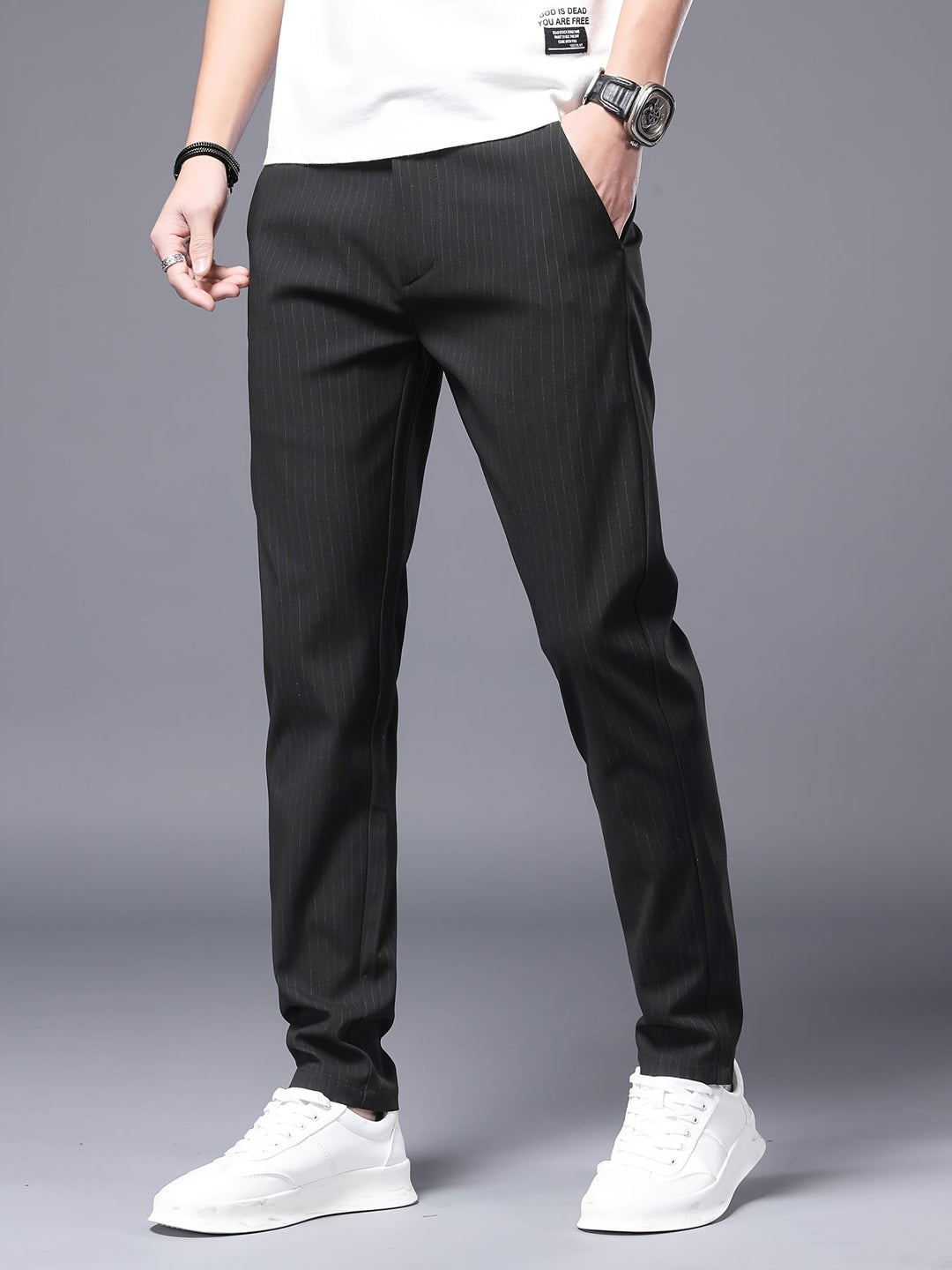 Levoire | Pantalons Stretch Slim Fit À Jambe Droite Gris foncé
